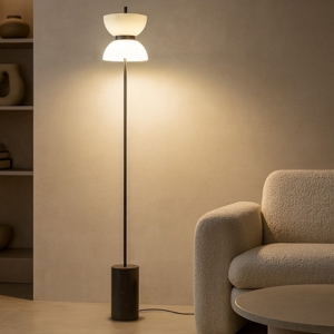 Visualizza i dettagli per Maytoni lampada da terra kyoto per salotto led 3000k base in marmo nero Maytoni lampada da terra kyoto per salotto led 3000k base in marmo nero