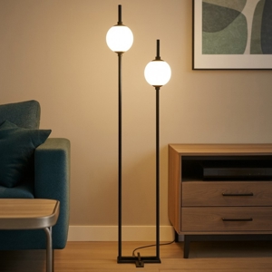 Visualizza i dettagli per Maytoni lampada da terra moderna nera led 3000k due luci sferiche the sixth sense Maytoni lampada da terra moderna nera led 3000k due luci sferiche the sixth sense