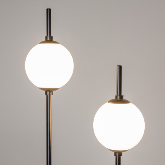 Maytoni lampada da terra moderna nera led 3000k due luci sferiche the sixth sense
