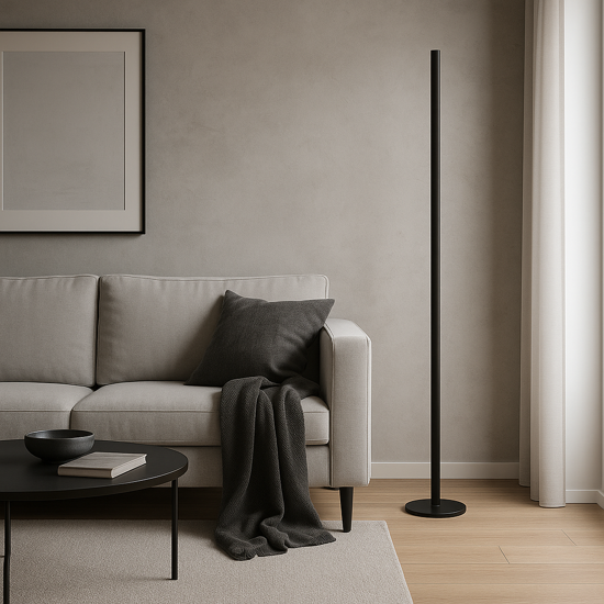 Piantana moderna da terra perenz stick nera led 3000k dimmerabile