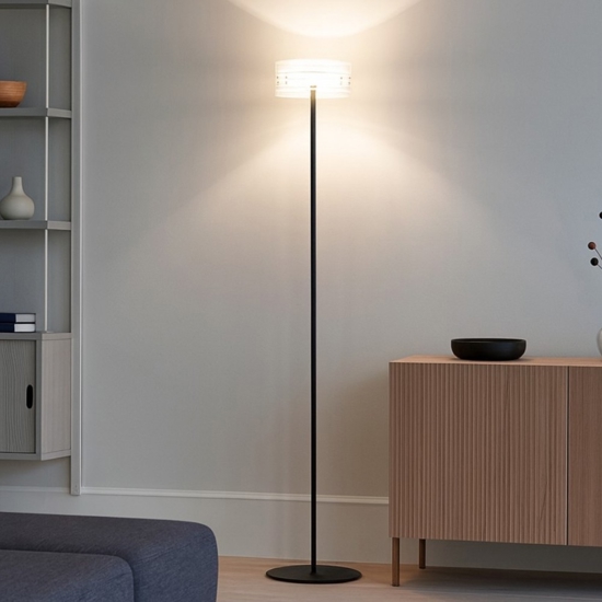 Piantana moderna da terra perenz aere vetro oro rosa led 3000k