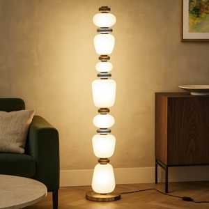 Lampada da terra moderna led 3000k vetro opalino