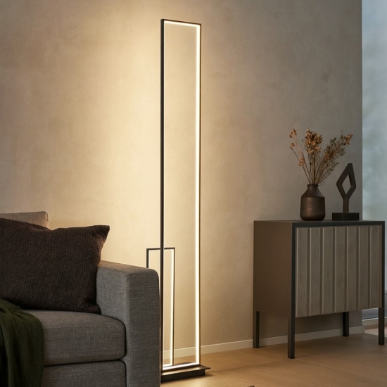 Lampada da terra moderna led 3200k rettangolare nera
