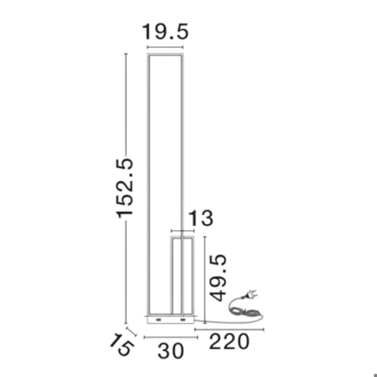 Lampada da terra moderna led 3200k rettangolare nera
