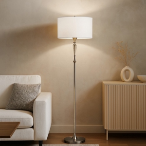 Lampada da terra alicante argento portalampada in tessuto maytoni