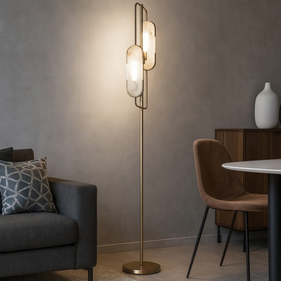 Maytoni lampada da terra moderna effetto marmo per salotto elegante