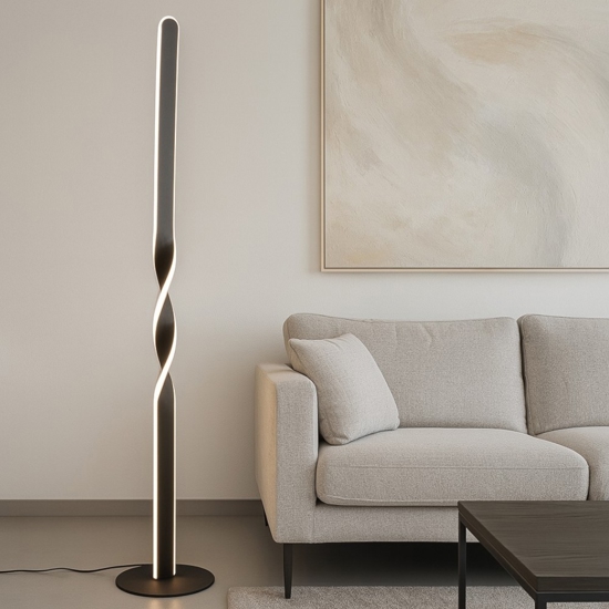 Lampade da terra moderna nera led 19w 3000k per soggiorno