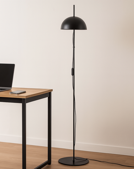 Lampada da terra industrial orientabile metallo nero per ufficio