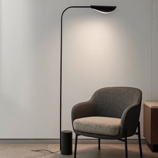 Piantana da terra metallo nero orientabile design moderno