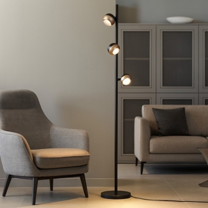 Visualizza i dettagli per Piantana moderna tre luci orientabili nera e caffe led 24w cct dimmerabile Piantana moderna tre luci orientabili nera e caffe led 24w cct dimmerabile