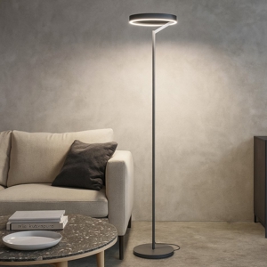 Visualizza i dettagli per Lampada da terra led 3000k criseide gea luce nera design moderno Lampada da terra led 3000k criseide gea luce nera design moderno
