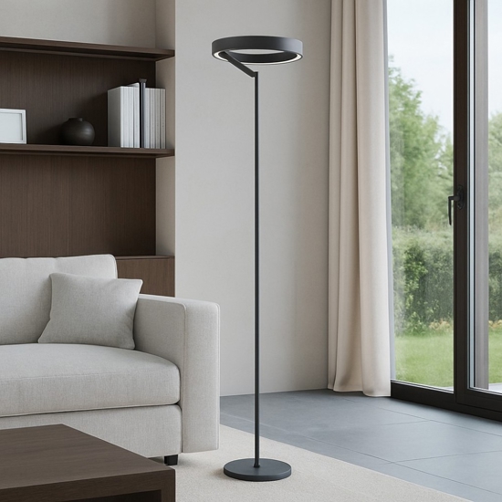Lampada da terra led 3000k criseide gea luce nera design moderno