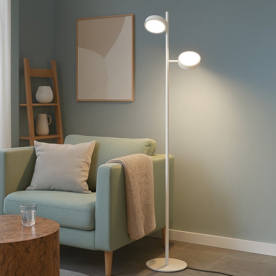 Gpib gea luce lampada da terra led 3000k doppio diffusore orientabile bianca