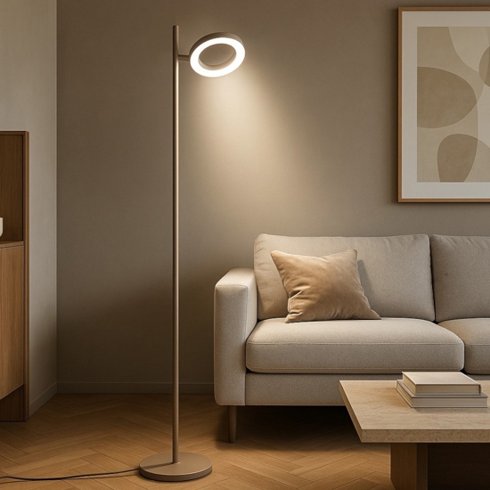 Gea luce gpi lampada da terra led 3000k orientabile tortora