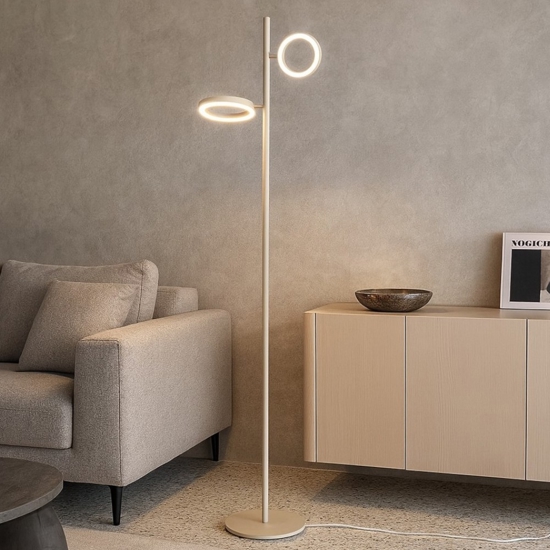 Gpi gea luce piantana da terra led doppio 3000k orientabile tortora