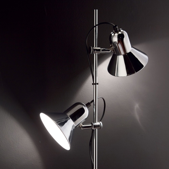 Polly pt2 ideal lux lampada da terra due luci orientabili cromo da lettura accensione separata