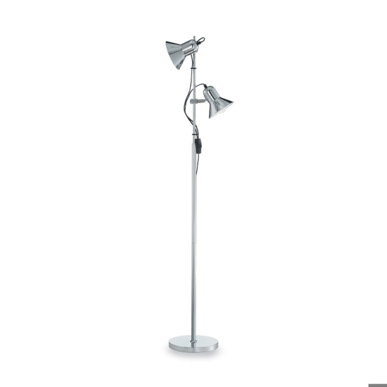 Polly pt2 ideal lux lampada da terra due luci orientabili cromo da lettura accensione separata
