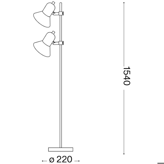 Polly pt2 ideal lux lampada da terra due luci orientabili cromo da lettura accensione separata