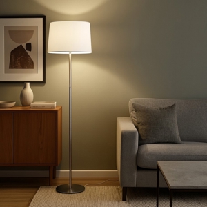 Visualizza i dettagli per Lampada da terra moderna paralume bianco per soggiorno Lampada da terra moderna paralume bianco per soggiorno