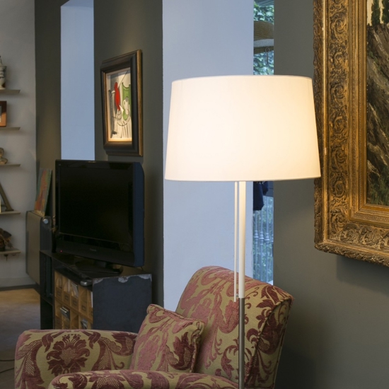 Lampada da terra moderna paralume bianco per soggiorno