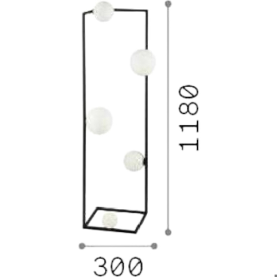 Angolo pt5 ideal lux lampada da terra nero cinque sfere vetro