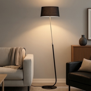 Lampada da terra moderna paralume di tessuto nero