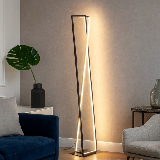 Piantana design moderna nera oro led 2300k 3000k 4000k dimmerabile