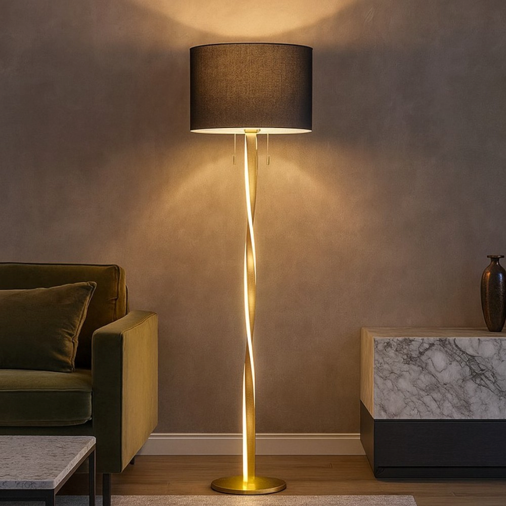 Lampada Da Terra In Legno Con 3 Ripiani | LED 162 Cm | Lampada Per Soggiorno E Camera Da Letto Con Paralume