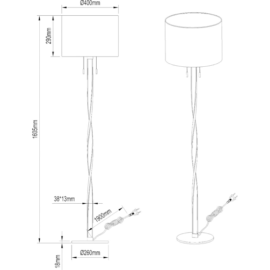 Lampada da terra led 3000k foglia oro paralume nero