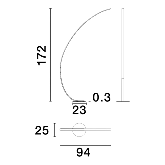Lampada ad arco led 3000k nera moderna
