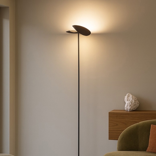 Piantana orientabile nero moderna gea luce ping-pong