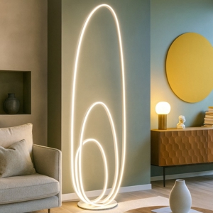 Lampada da terra ondaluce pt golden oro design moderna dimmerabile