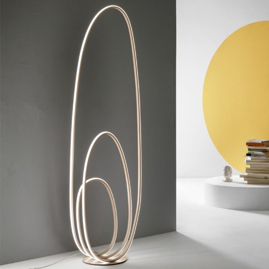 Lampada da terra ondaluce pt golden oro design moderna dimmerabile