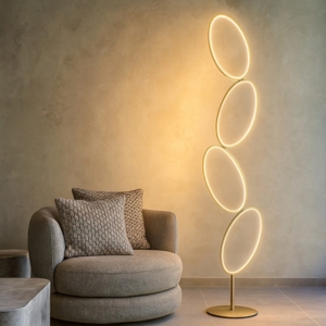 Visualizza i dettagli per Piantana pt rice oro ondaluce moderna led dimmerabile Piantana pt rice oro ondaluce moderna led dimmerabile