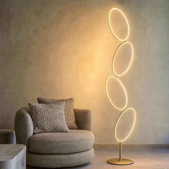 Piantana pt rice oro ondaluce moderna led dimmerabile