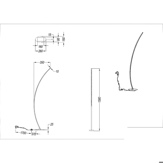 Lampada arco moderna nickel led 11w 3000k