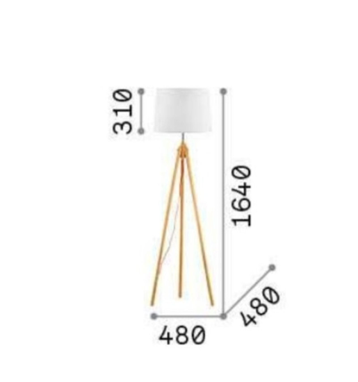 York pt1 piantana di legno bianco treppiede ideal lux