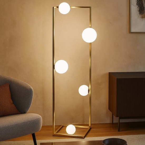 Angolo pt5 ideal lux lampada da terra design dorata