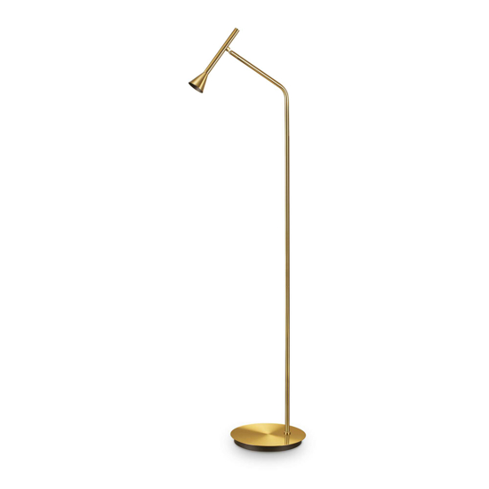 Diesis pt lampada da terra moderna ottone ideal lux led 3000k orientabile