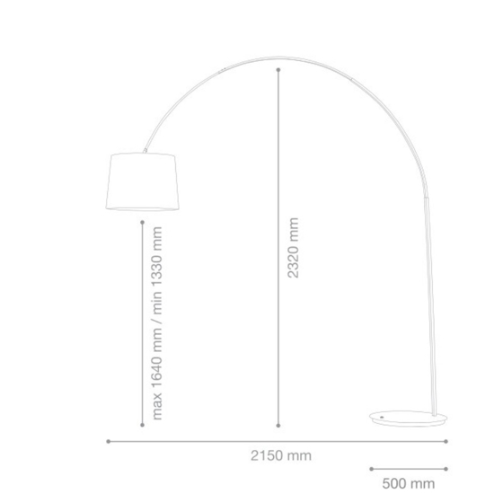 Dorsale mpt1 lampada ad arco moderna bianca stelo squadrato