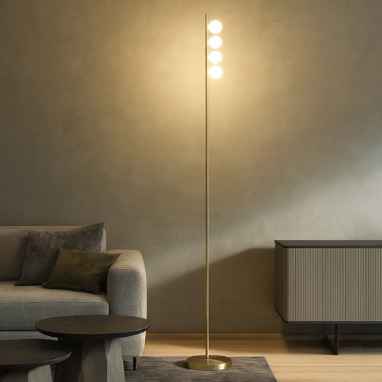 Lampada da terra ping pong pt4 ideal lux ottone led 11w 3000k