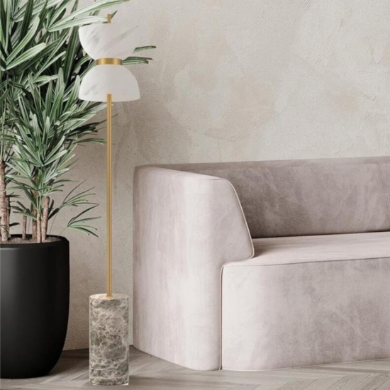 Lampada da terra kyoto per salotto moderna oro base di marmo maytoni