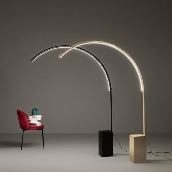 Ondaluce pt biblio lampada da terra ad arco nera led 3000k moderna