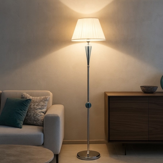 Lampada da terra ondaluce pt paganini vetro blu ottanio elegante
