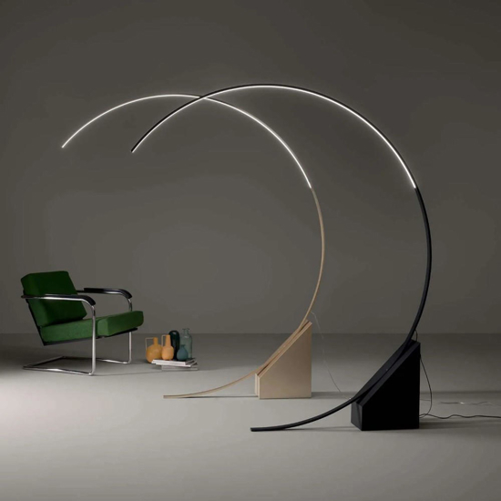 Ondaluce pt rune lampada da terra ad arco nera led 3000k dimmerabile