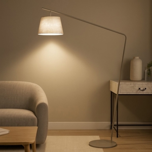 Ondaluce pt velvet lampada ad arco moderna oro e paralume bianco