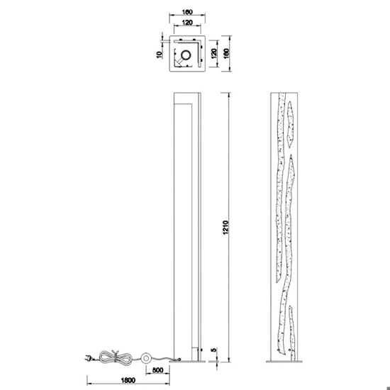 Lampada da terra moderna in legno per camera da letto h121 cm rettangolare