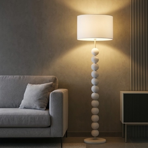 Lampada da terra moderna effetto pietra bianca