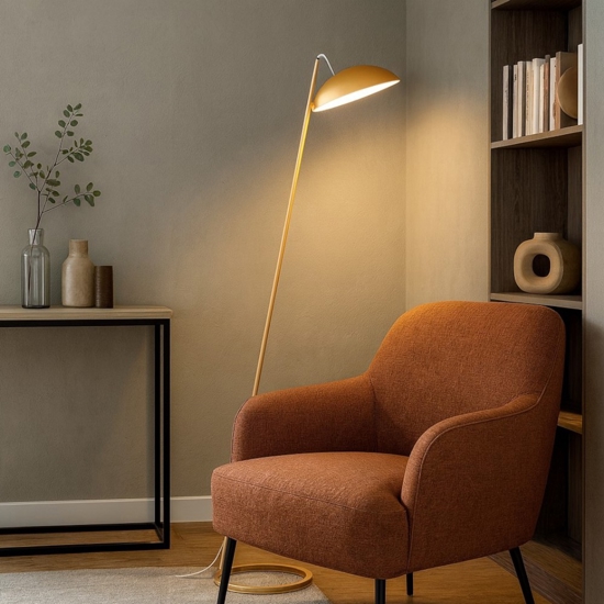 Lampada da terra flut foglia oro moderna led dimmerabile