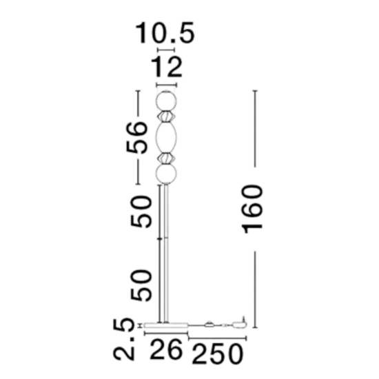 Lampada da terra design unico led 3000k vetro ceramica metallo